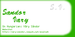 sandor vary business card